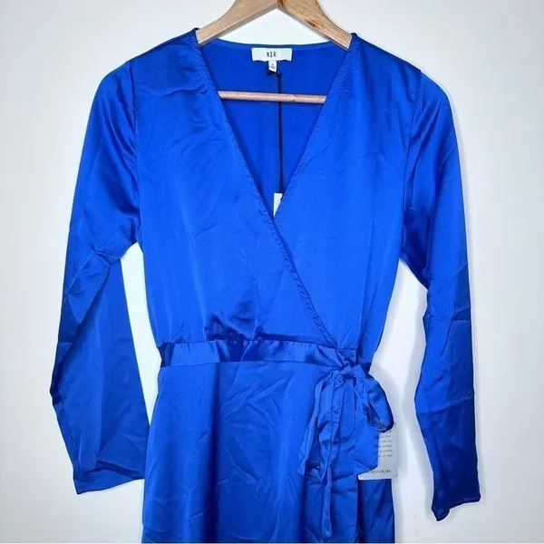 NSR / Napean Sea Rd Nordstrom NWT Royal Blue Faux Wrap Maxi Dress Size Small - Image 9