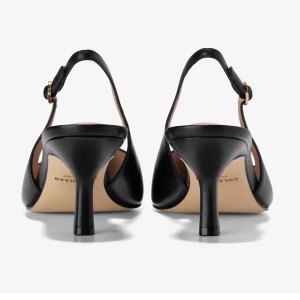 Cole Haan Black Leather Slingback Kitten Heel Pumps Womens 10.5 B - Image 2