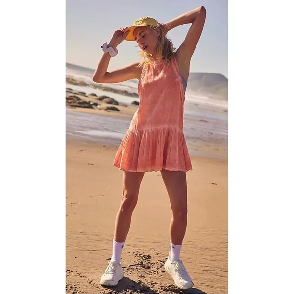 Free People Breathless Moments Tunic Dress Size Small Peach Coral Cotton - Image 8