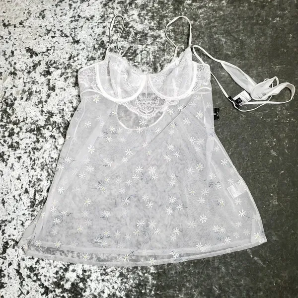 INC International Concepts‎ Daisy-Embroidered Babydoll Lingerie Chemise - Image 2