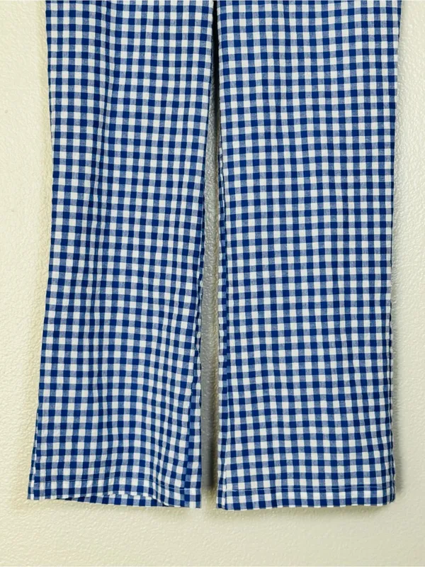 Sonderhaus Perfect Pants Blue & White Gingham Relaxed Fit Cotton Pants Size XS - Image 7