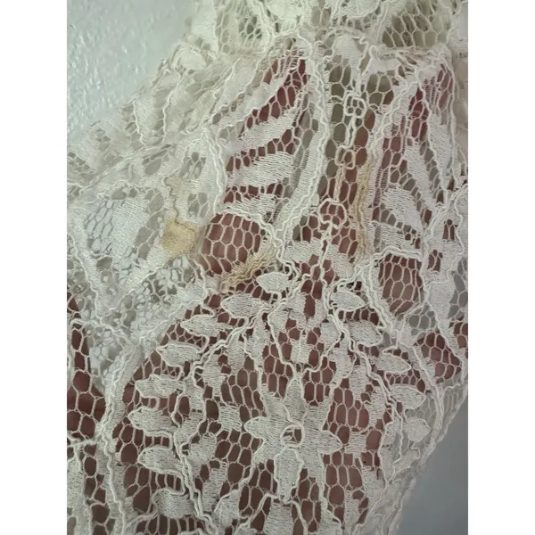 White Lace Peplum Top Small Boho Romantic Fairy Feminine Ethereal Sheer Festival - Image 5