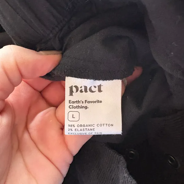 Pact Corduroy Pants Women Large Black‎ Organic Cotton Wide Leg Elastic Waist - Image 4
