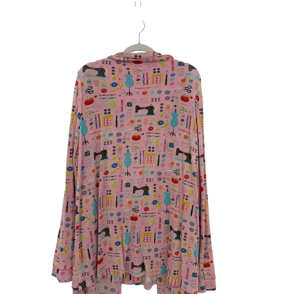 Nick & Nora Sewing Seamstress Novelty Print Modal Pajama Set Pink Size XL - Image 9