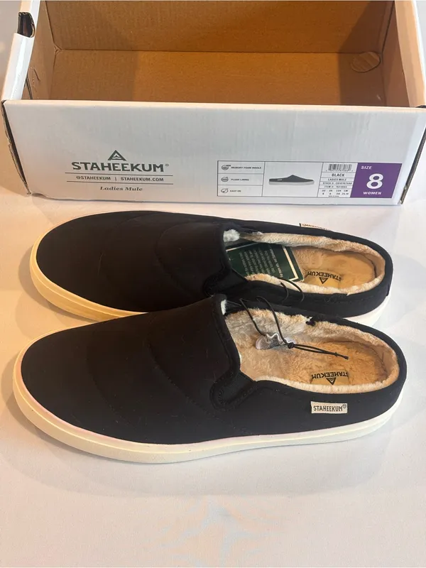 STAHEEKUM Women’s‎ Black Fleece-Lined Slip-On Mules Size 8 NIB - Image 2