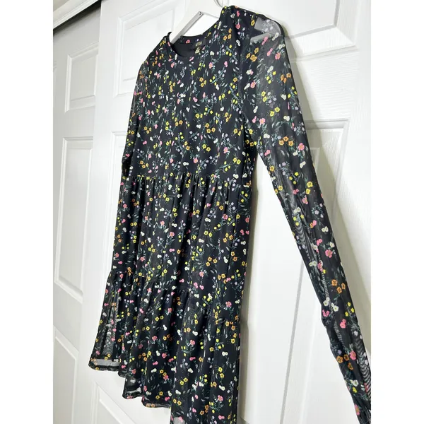 AFRM Mesh Tiered‎ Babydoll Floral Mini Dress Small - Image 3
