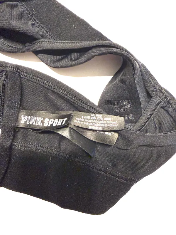 Victoria’s Secret PINK Gym to Swim Black Cross Wrap Bikini Top Sports Bra Medium - Image 6