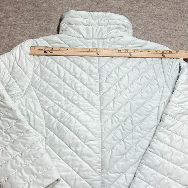 T‎ by Talbots Packable Puffer Jacket XL Mint Green Chevron Quilted Zip Up EUC - Image 9