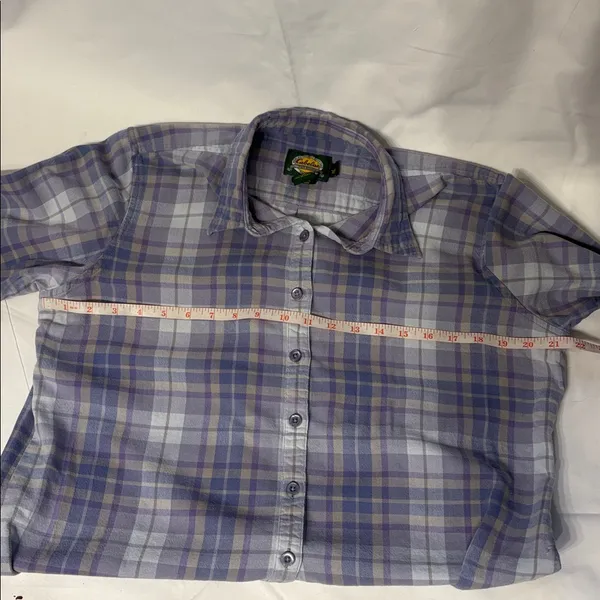 Cabela's Preppy Purple and Gray Plaid Button Down Shirt Women’s 100% Cotton - Image 5