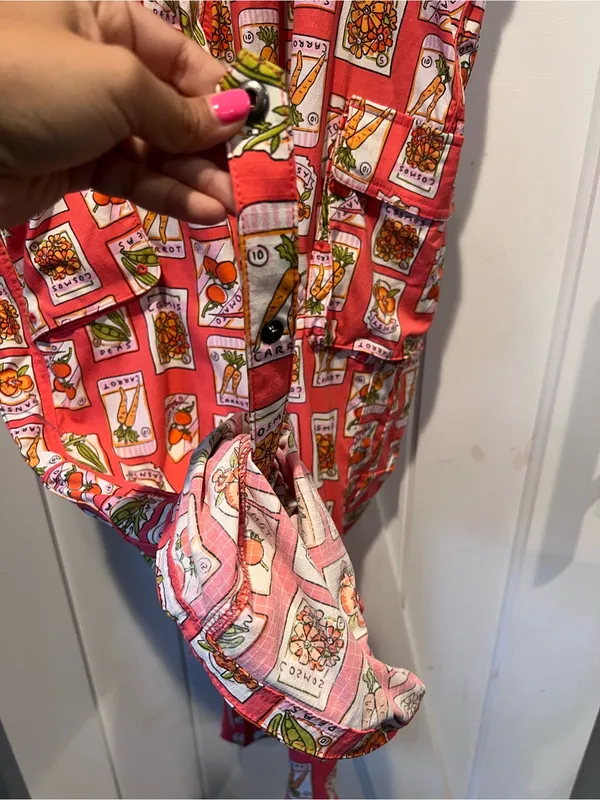 Heirloom gardening bib Overalls Lx29 coral seed packets One-Piece - Image 15