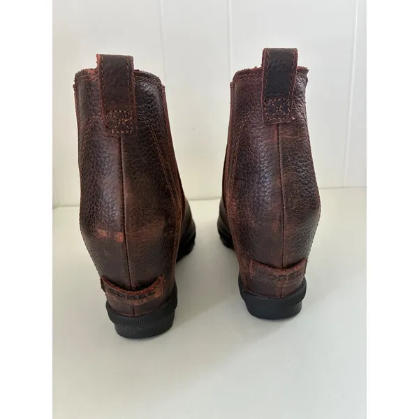 Sorel Joan of Arctic Wedge II Chelsea Boots Brown Leather NL3346-282 Womens 8 - Image 6