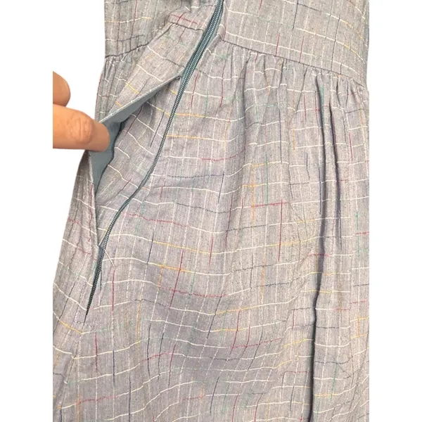 ModCloth Blue Rainbow Plaid Babydoll Dress Cottagecore Midi Dress Size Small‎ - Image 4