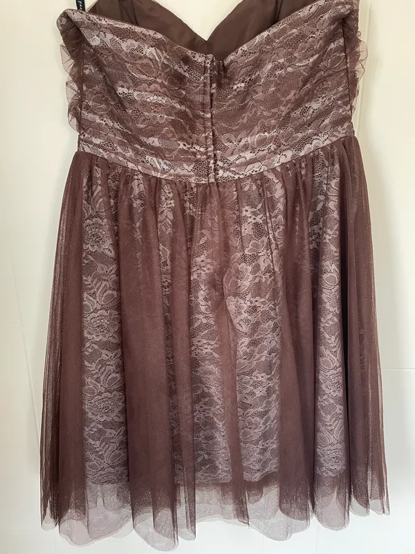 strapless formal dress brown lace women’s size 12 prom dance Y2K - Image 14