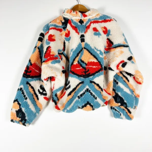 Free People FP Movement Hit The Slopes Printed Fleece Teddy Snap Button Jacket - Image 4
