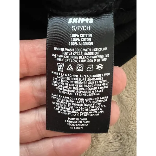 Skims Black Cotton Crewneck Sweatshirt Womens Size Small Classic Casual - Image 4