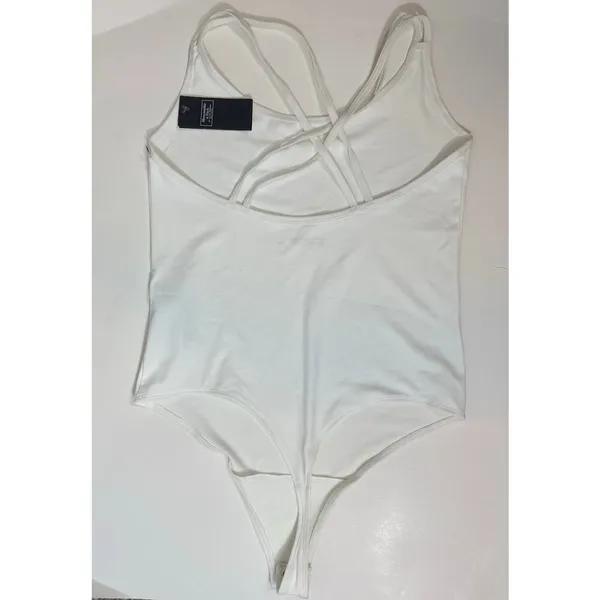 Abercrombie and Fitch Soft A&F thong bodysuit white size L - Image 4