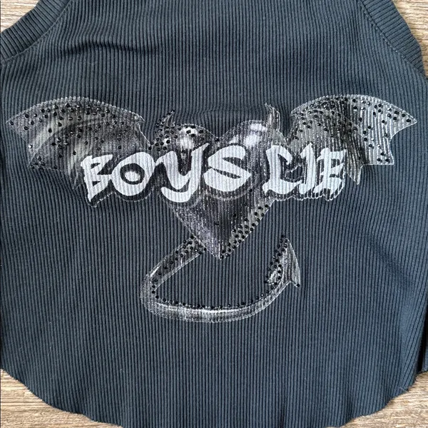Boys Lie Graphic Bedazzled Tank Top One Size - Image 2