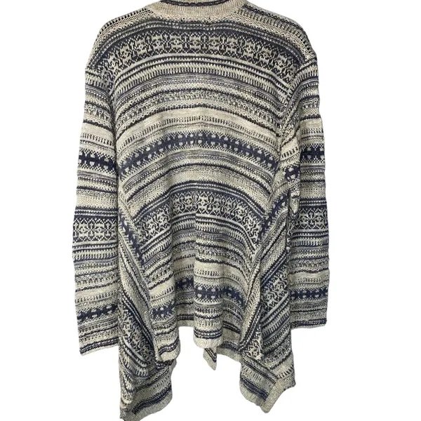 INC International Concepts Womens size XL Open Knit Sweater Cardigan Fair Isle - Image 2