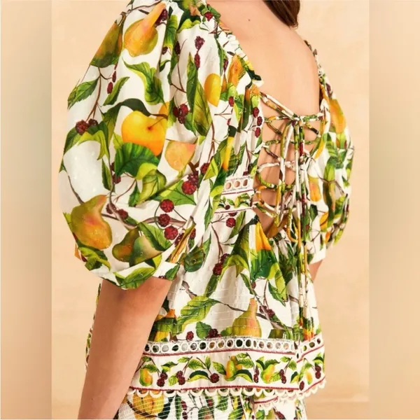 Farm Rio 100% cotton fruit orchid blouse NEW - Image 6