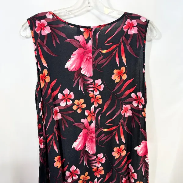 Kim Rogers Plus Size 1X Maxi Dress Black Pink‎ Tropical Coastal Beachy Fairy 484 - Image 8