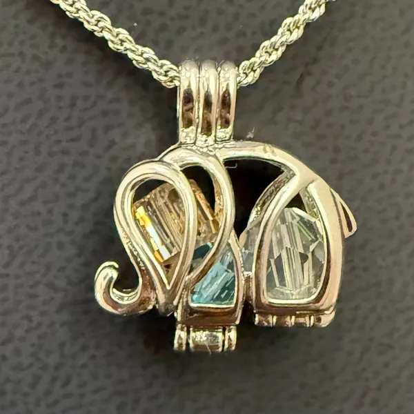 925 Sterling Silver Cage Elephant Pendant with Beads 6g. - Image 12