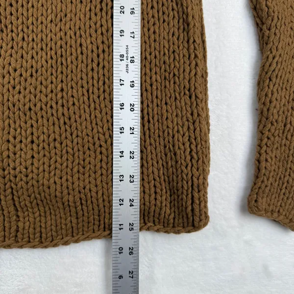 Vince Womens Brown Chunky Wool‎ Blend Open Knit Boat Neck Sweater V039673413 M - Image 4