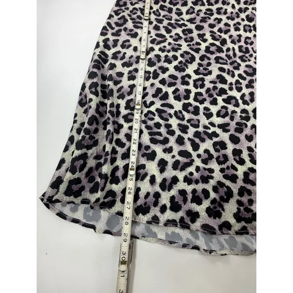 JustFab Womens XL Purple Leopard Print A-Line Midi Skirt Animal Print High Waist - Image 4