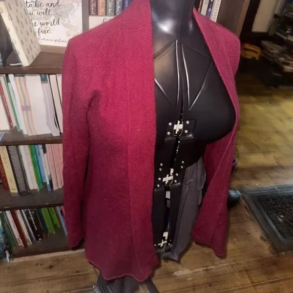 Claudia Nichole cashmere red cozy luxe M cardigan - Image 2