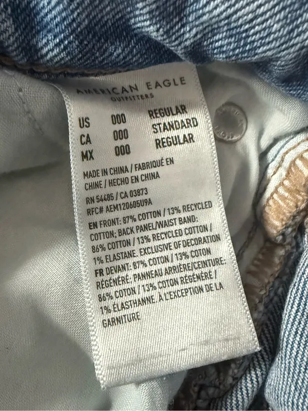 American Eagle Super High-Rise Baggy Straight Jeans Size 000 Double Waist - Image 7
