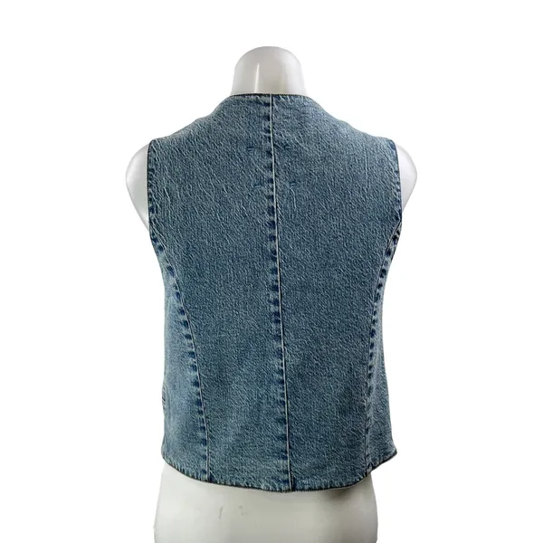 Habitual Women's Blue Sleeveless Button Down V Neck Denim Jean Vest Top Size S - Image 3