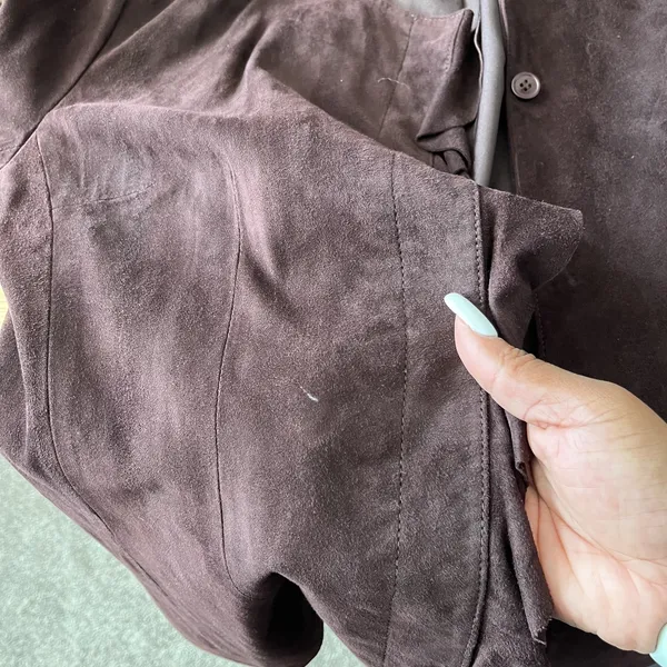 VTG 90s Women Goat Suede Leather Jacket Equestrian‎ Chocolate Brown Western Boho - Image 9