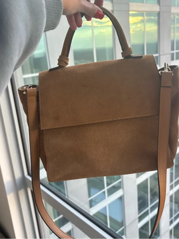 EXPRESS TAN CAMEL SUEDE TOP HANDLE SATCHEL BAG - Image 4