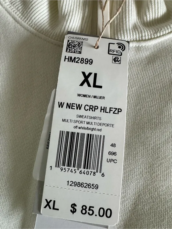 Adidas Cropped Half-Zip Sweatshirt cream size XL NWT - Image 5