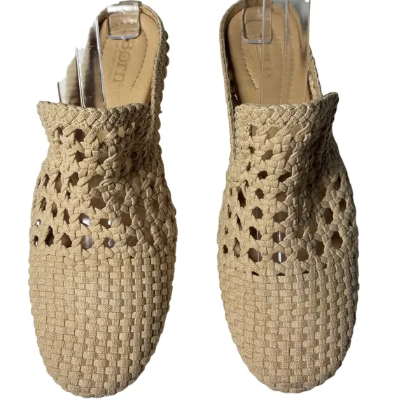 Born Woven Textile Mules Tan Round Toe Slip On Flats Boho Women's Size 6 - Image 10
