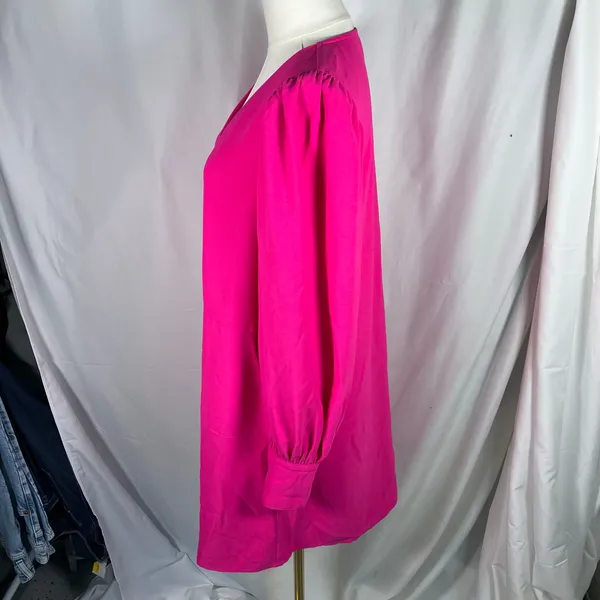 Easel Los Angeles‎ Pink Long Sleeve V-Neck Mini Dress Small Puff Sleeve Pockets - Image 8