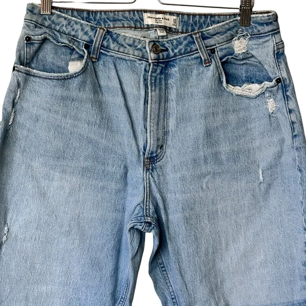 Abercrombie & Fitch The mom jeans 33 High Rise Curve Love Repair Patch Jeans - Image 6
