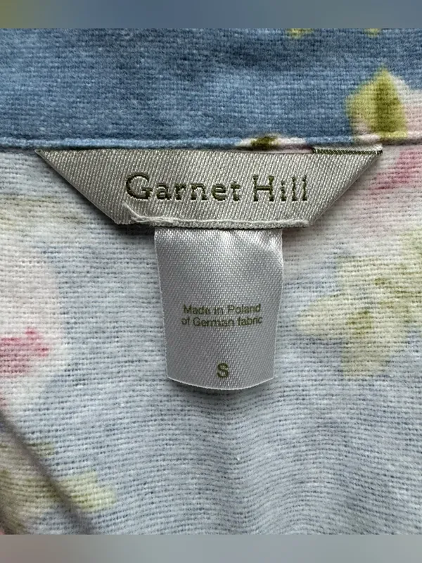 Garnet Hill Organic Cotton Heritage Flannel Pajama Top Shirt S Blue Floral NWOT - Image 7