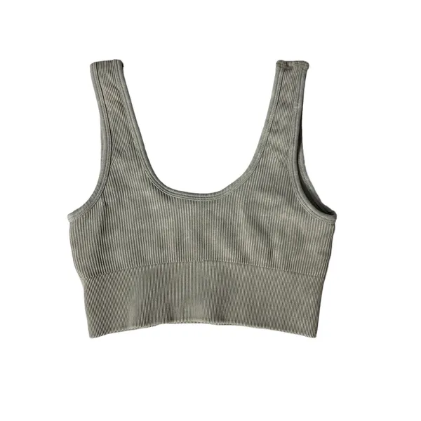 Green Sports Bra Small Seamless Padded‎ Stretch Workout Gym Fitness Top - Image 2