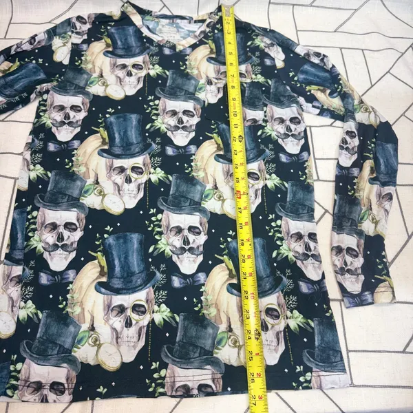 Posh Peanut‎ PJ Set Sm Black Steampunk Skull Top Hat Bamboo Viscose Loungewear - Image 6