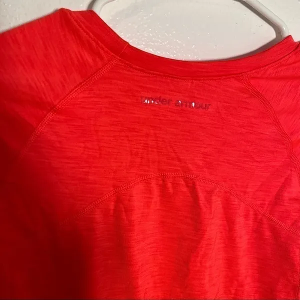 Under Armour Women's Long Sleeve Athletic T-Shirt Bright Coral Pink Fleece Lined - Image 5