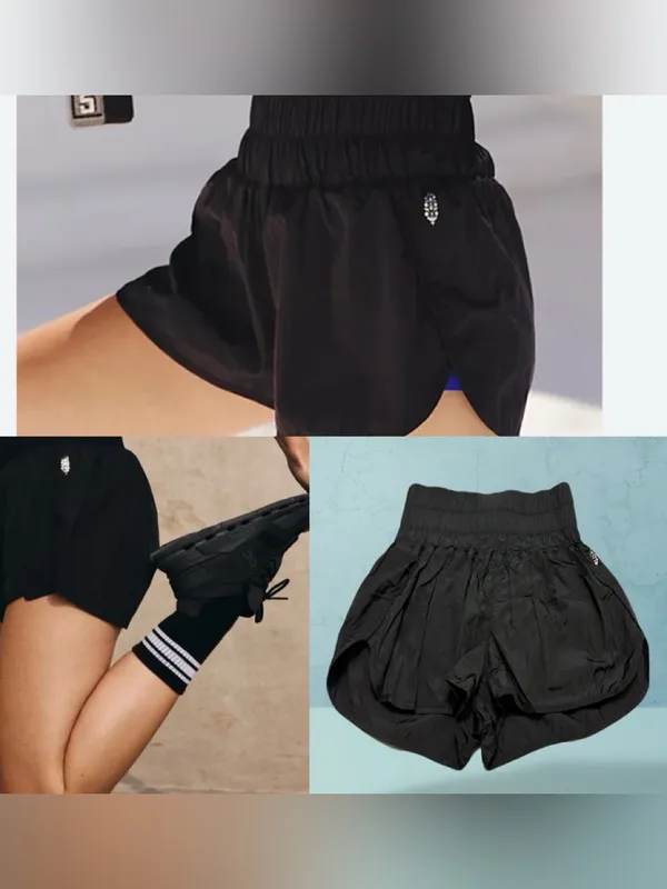 FP Movement by Free People Black Smocked-Waist Athletic Shorts SP - Image 2