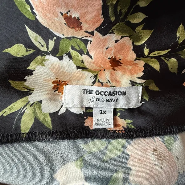 Old Navy The Occasion Black Floral Satin Cowl Halter Maxi Dress 2X 759358-01 - Image 5
