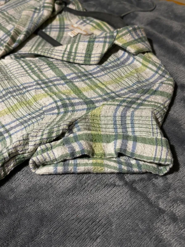 Monteau Green Flannel Plaid Crop Top - Image 4