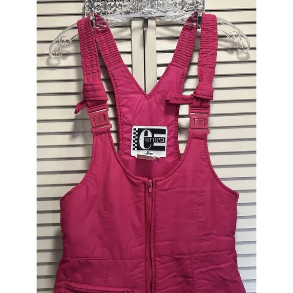 Europa Snow Ski Bib Overalls Juniors Pink Zip Front Size‎ 10 Lined - Image 2