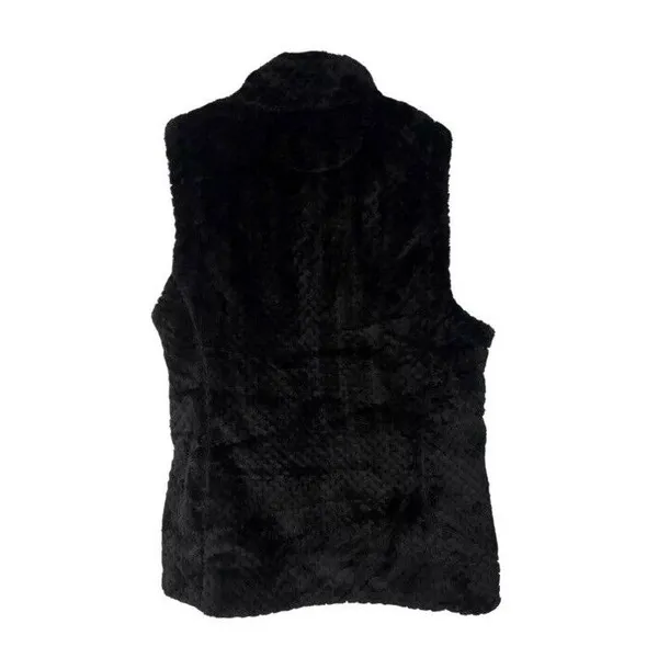 Women's Calvin Klein Quilted Faux Fur Vest, Black, Size S‎ - Image 3
