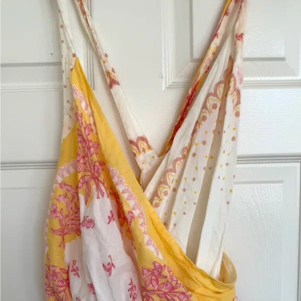 Free People Sweet Thing Bodysuit Pink and Yellow Floral Sleeveless Size L - Image 5