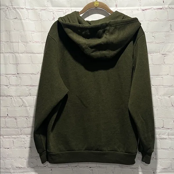 Slazenger Olive‎ Green Fleece Zip Up Hoodie Woman’s Size Large - Image 3