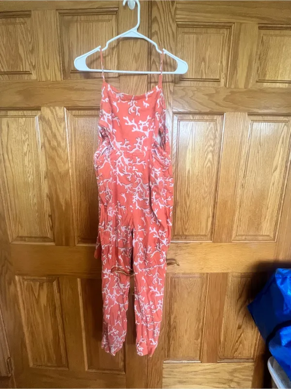 Maeve - Anthropologie - Coral-Print Spaghetti-Strap Jumpsuit - Image 3
