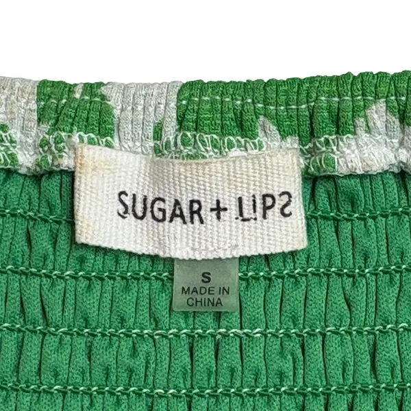 Sugar‎ + Lips Green Floral Smocked Midi Dress Small Cottagecore Boho Romantic - Image 7