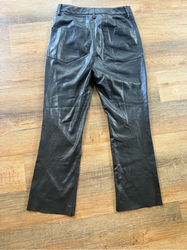 Zara Black Faux Leather Flared Pants - Image 3